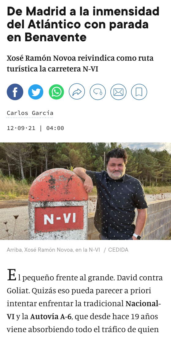 La Opinión Zamora se hace eco de la Ruta de la N-VI